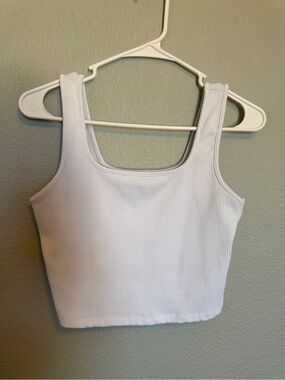 wild fable White Ribbed Square-Neck Crop Tank